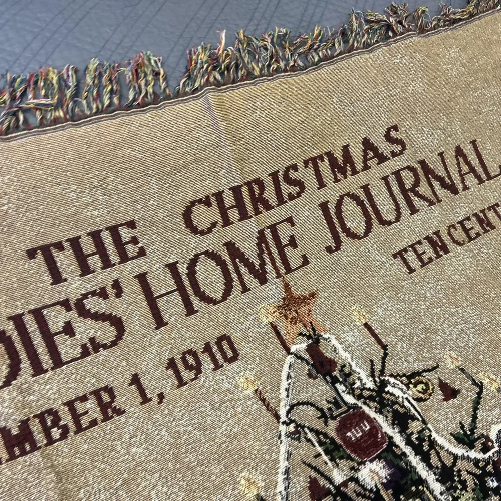 Vintage Ladies Home Journal 1910 Christmas Tree Woven Throw 51x66